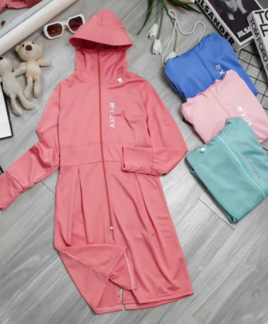 Áo chống nắng dài thân mũ vành cứng cho bé từ 4 đến 10 tuổi
